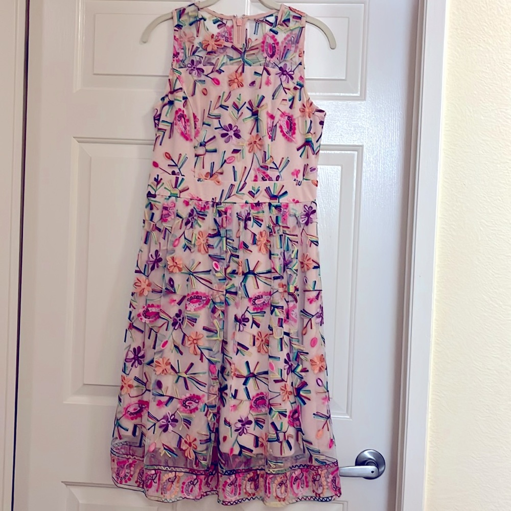 Fairytale powder pink floral embroidered tulle/mesh dress
